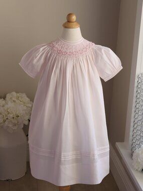 Pink Smocked Bishop Dress Feltman Brothers UNIQUE Design 24M  Floral Garland NWT